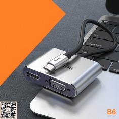 Cáp chuyển đổi Type C sang HDMI và VGA Bamba B6