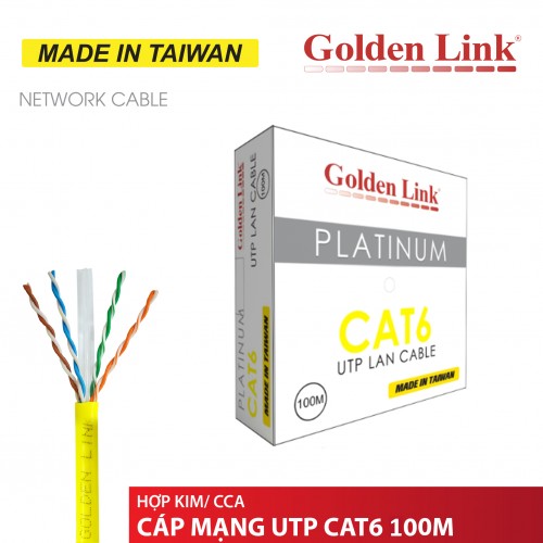 Cáp mạng CAT 6 GOLDEN Link thùng 100m - Dây màu vàng chống nhiễu