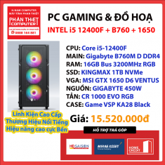 PC Gaming HNAM - Máy Tính Phan Thiết | GTX 1650, Intel i5 12400F, B760